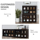 HOMCOM Kitchen Sideboard, Stackable Storage Cabinet, Sliding Glass Door Console, Serving Buffet for Kitchen & Dining Room