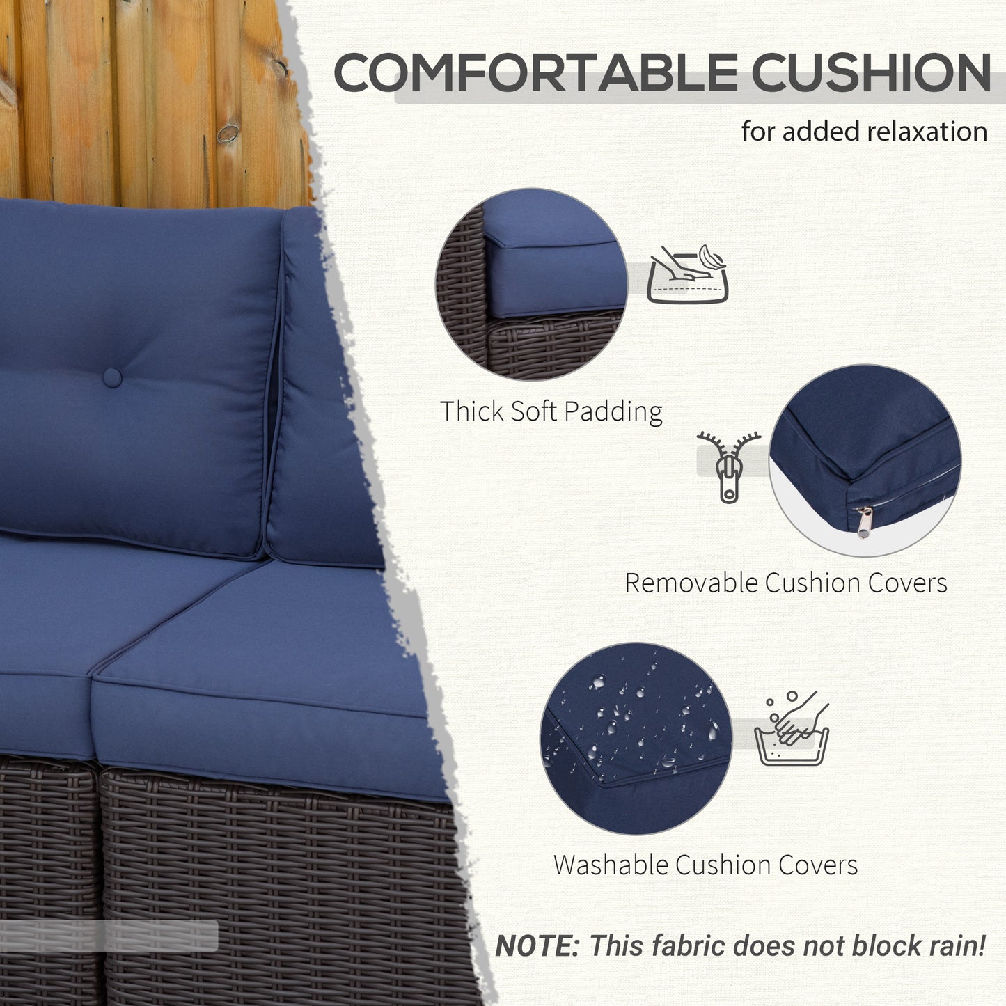 Outsunny 2 Seat Patio Loveseat Deluxe Wicker Sofa Chair Outdoor Rattan Furniture Couch All Weather with Cushion for Balcony, Deck, Garden and Poolside, Grey