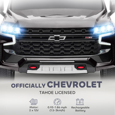 Aosom Licensed Chevrolet Tahoe Kids Ride on Car, 12V 7AH Toddler Electric Car with Parent Remote Control, 3 Speeds, Spring Suspension, LED Light, Horn, Music, Black