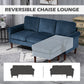 HOMCOM L Shape Sofa, Modern Sectional Couch with Changeable Chaise Lounge, Wooden Legs, Corner Sofa for Living Room, Dark Blue