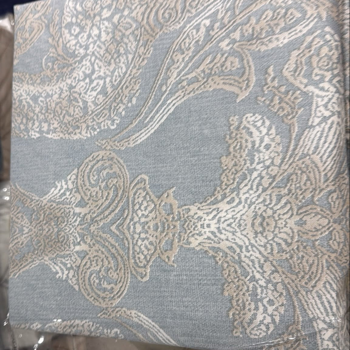 Aarniva 100% Cotton Paisley Bedsheet Set | King/Queen | Soft & Breathable | Misty Blue Paisley | 6-Piece Set