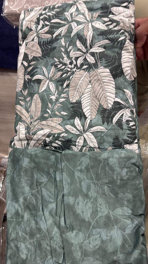 Aarniva 100% Cotton Botanical Bedsheet Set | King/Queen | Soft & Breathable | Deep Sage Foliage | 6-Piece Set
