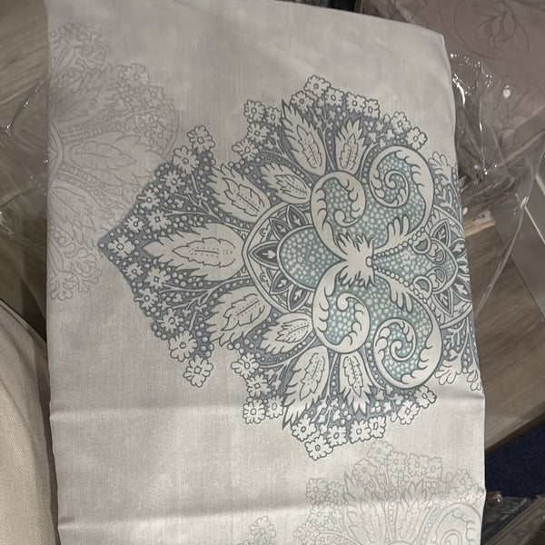 Aarniva 100% Cotton Ornamental Bedsheet Set | King/Queen | Soft & Breathable | Misty Blue Medallion | 6-Piece Set