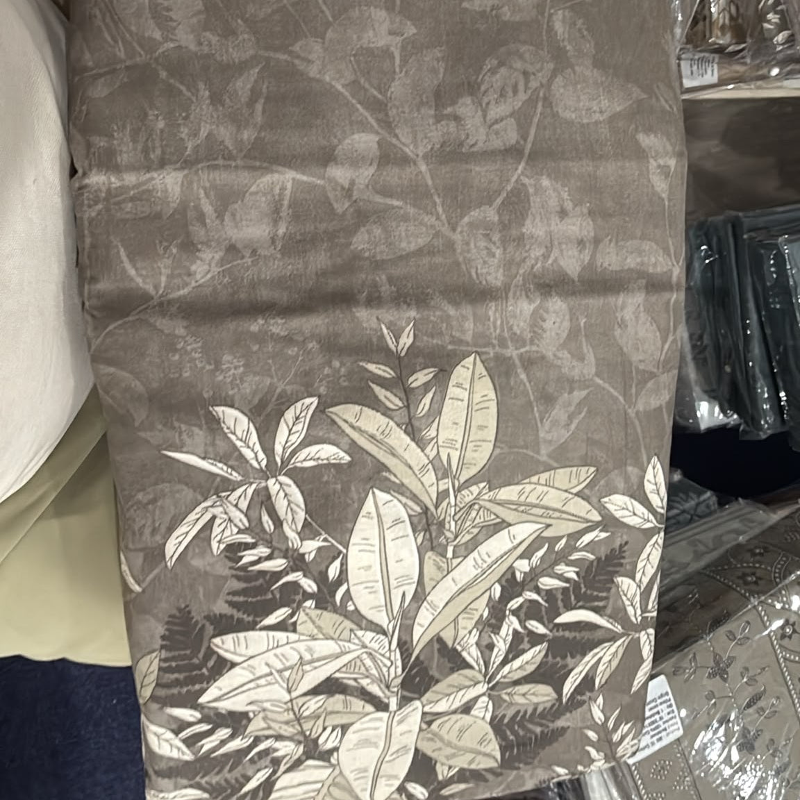Aarniva 100% Cotton Botanical Bedsheet Set | King/Queen | Soft & Breathable | Mocha Botanical Border | 4-Piece Set
