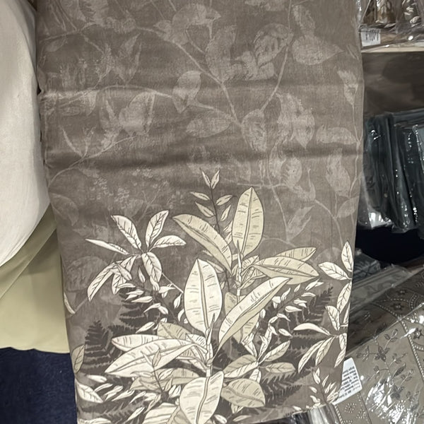 Aarniva 100% Cotton Botanical Bedsheet Set | King/Queen | Soft & Breathable | Mocha Botanical Border | 4-Piece Set