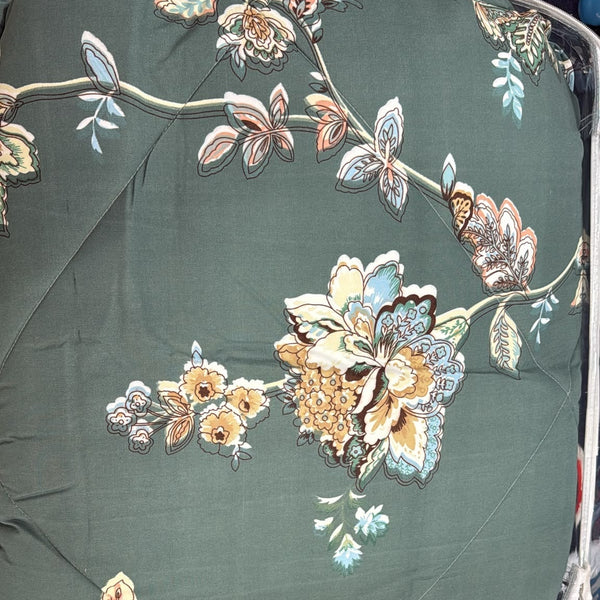 Aarniva Breathable Polyester Antique Botanical Bloom Comforter Set | King/Queen | 250 GSM | Ultra-Soft & Cozy | Deep Sage | 5-Piece Set