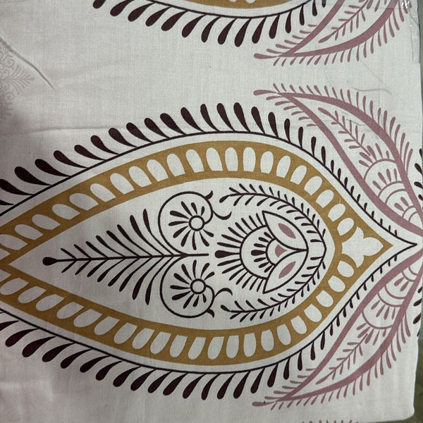 Aarniva 100% Cotton Paisley Bedsheet Set | King/Queen | Soft & Breathable | Ivory Rose Paisley | 6-Piece Set