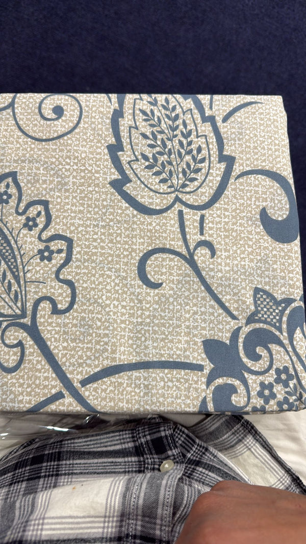 Aarniva 100% Cotton Floral Vine Bedsheet Set | King/Queen | Soft & Breathable | Ivory Blue Floral | 200 TC | -Piece Set