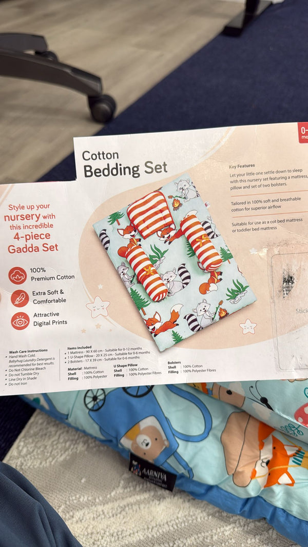 Aarniva Baby Padded Floor Mat Set | Pillow & Bolster Support | Soft & Comfortable | Balloon Safari | 4-Piece Set