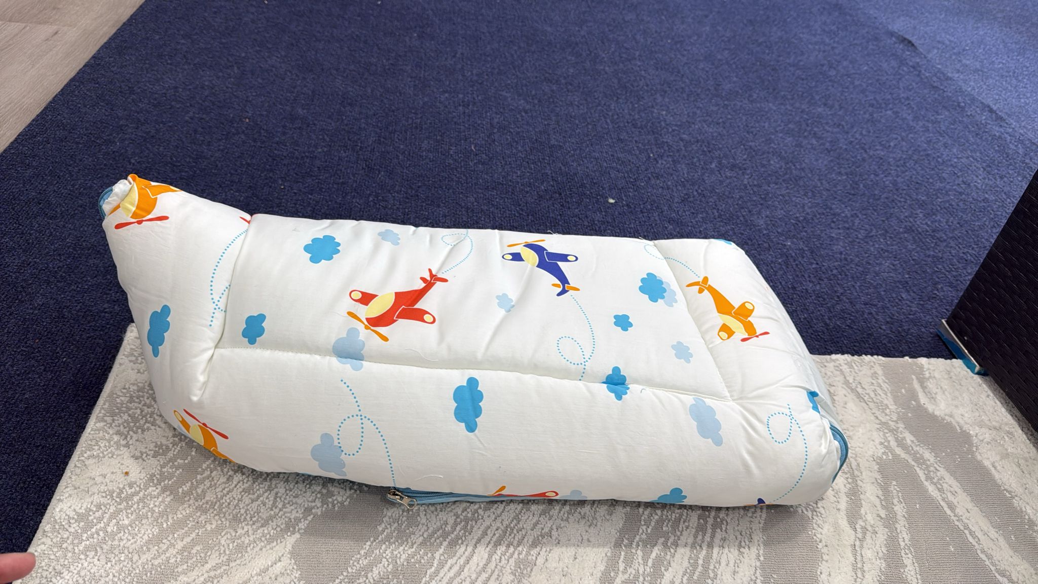 Aarniva Baby Carry Nest Sleeping Bag | Soft & Breathable | Zipper Closure | Airplane Adventure | Blue & White