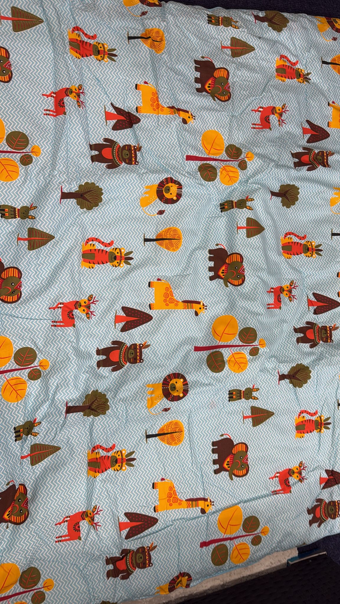 Aarniva Kids Quilted Play Mat & Baby Sheet | Soft Padded | Reversible Design | Mountain Safari