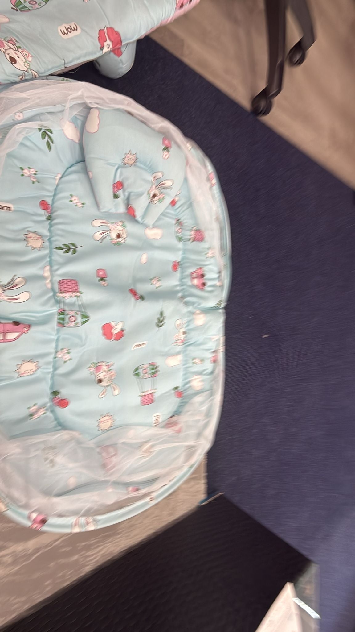 Aarniva Foldable Baby Mosquito Net Mat | Soft Padded | Breathable Mesh Canopy | Tiny Floral Blue
