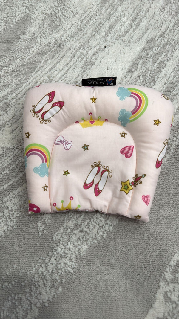 Aarniva Baby Head Support Pillow | Soft & Padded | Contoured Center | Bunny Rainbow