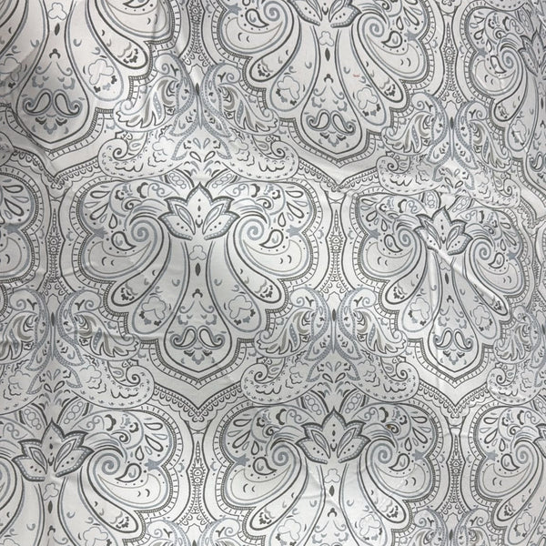 Aarniva Breathable Polyester Silver Paisley Elegance Comforter Set | King/Queen | 250 GSM | Ultra-Soft & Cozy | Soft Grey | 5-Piece Set