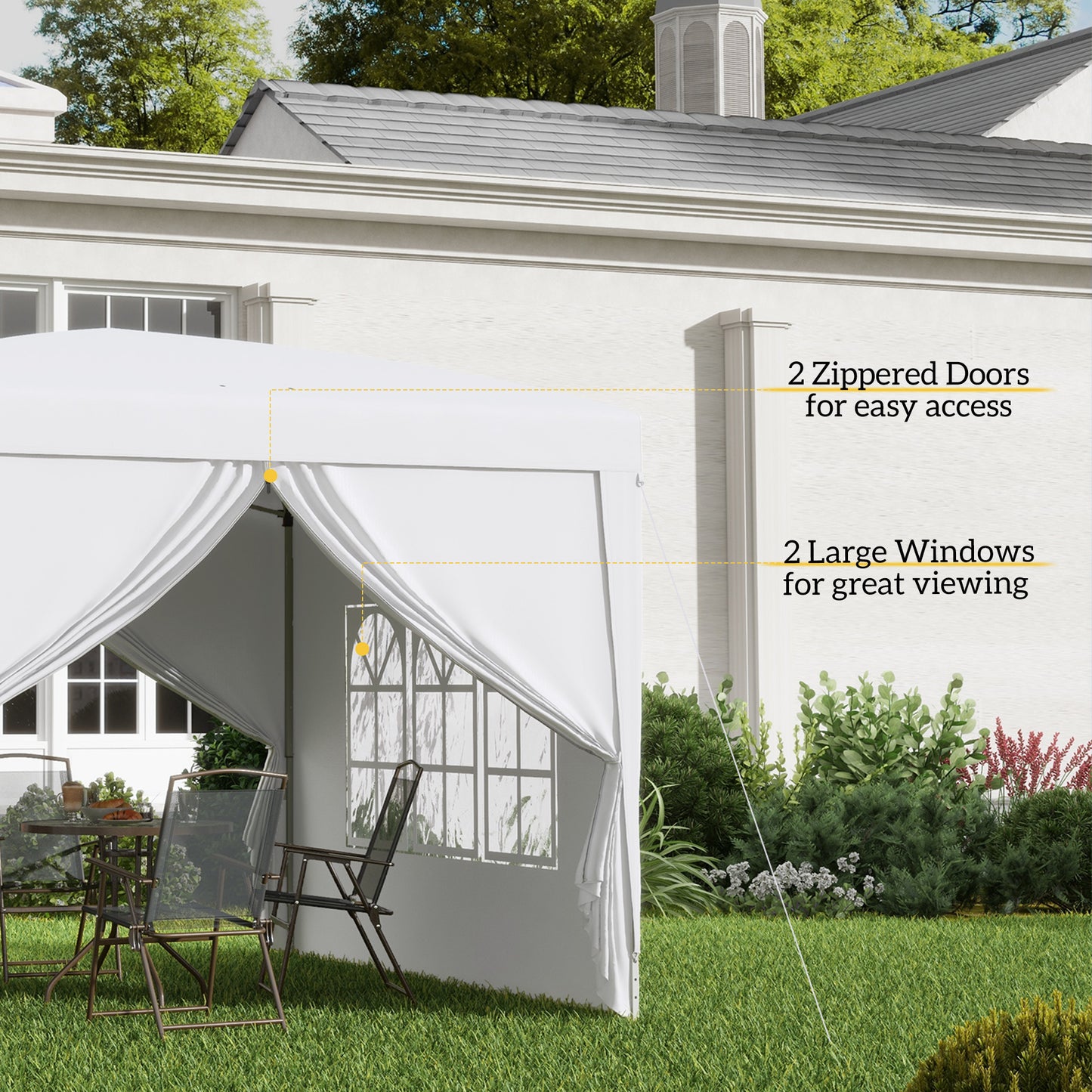 Outsunny 9.7' x 9.7' Outdoor Pop Up Party Tent Wedding Gazebo Canopy with Carrying Bag (White)