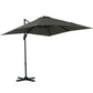 Outsunny 8' x 8' Square Patio Hanging Offset Umbrella with 360Â° Rotation, Aluminum Outdoor Cantilever Parasol with Crank & Tilt, Sun Canopy Shelter with Cross Base, Dark Blue