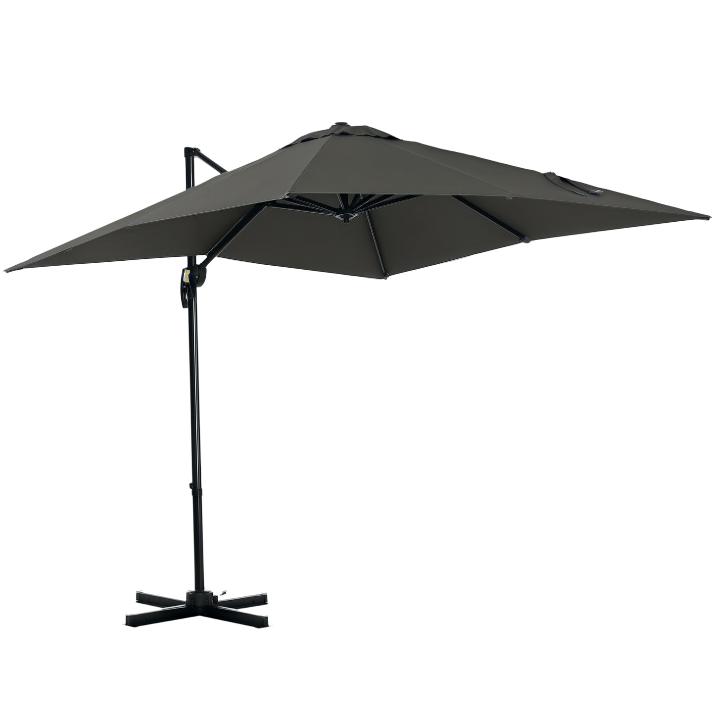 Outsunny 8' x 8' Square Patio Hanging Offset Umbrella with 360Â° Rotation, Aluminum Outdoor Cantilever Parasol with Crank & Tilt, Sun Canopy Shelter with Cross Base, Dark Blue