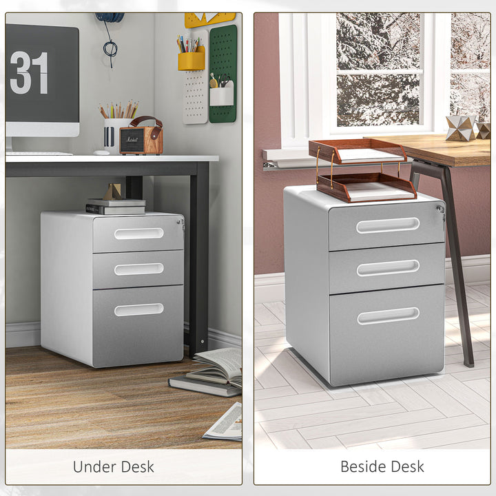 Vinsetto Lockable File Cabinet, Steel Filing Cabinet on Wheels for Legal, A4, Letter Size, Home Office