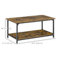 HOMCOM Industrial Coffee Table with Storage Shelf, 2-tier Center Table for Living Room, Rustic Brown