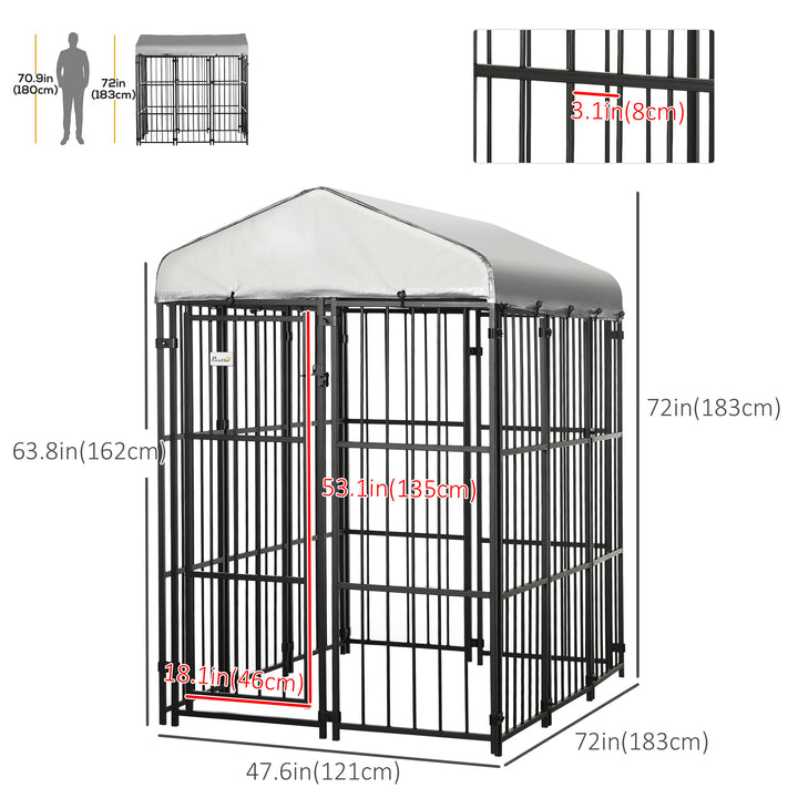 PawHut Galvanised Steel Outdoor House Heavy Duty Dog Kennel, Black
