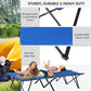 Outsunny 76" Two Person Folding Camping Cot Outdoor Portable Double Cot Wide Military Sleeping Bed w/ Carrying Bag Blue