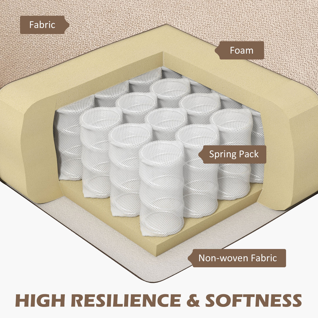 HOMCOM U Shape Couch with Double Chaise Lounge, Modern 4 Seater Sofa with Wooden Legs, Fabric Sofa for Living Room, Dark Grey