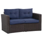Outsunny 2 Seat Patio Loveseat Deluxe Wicker Sofa Chair Outdoor Rattan Furniture Couch All Weather with Cushion for Balcony, Deck, Garden and Poolside, Grey