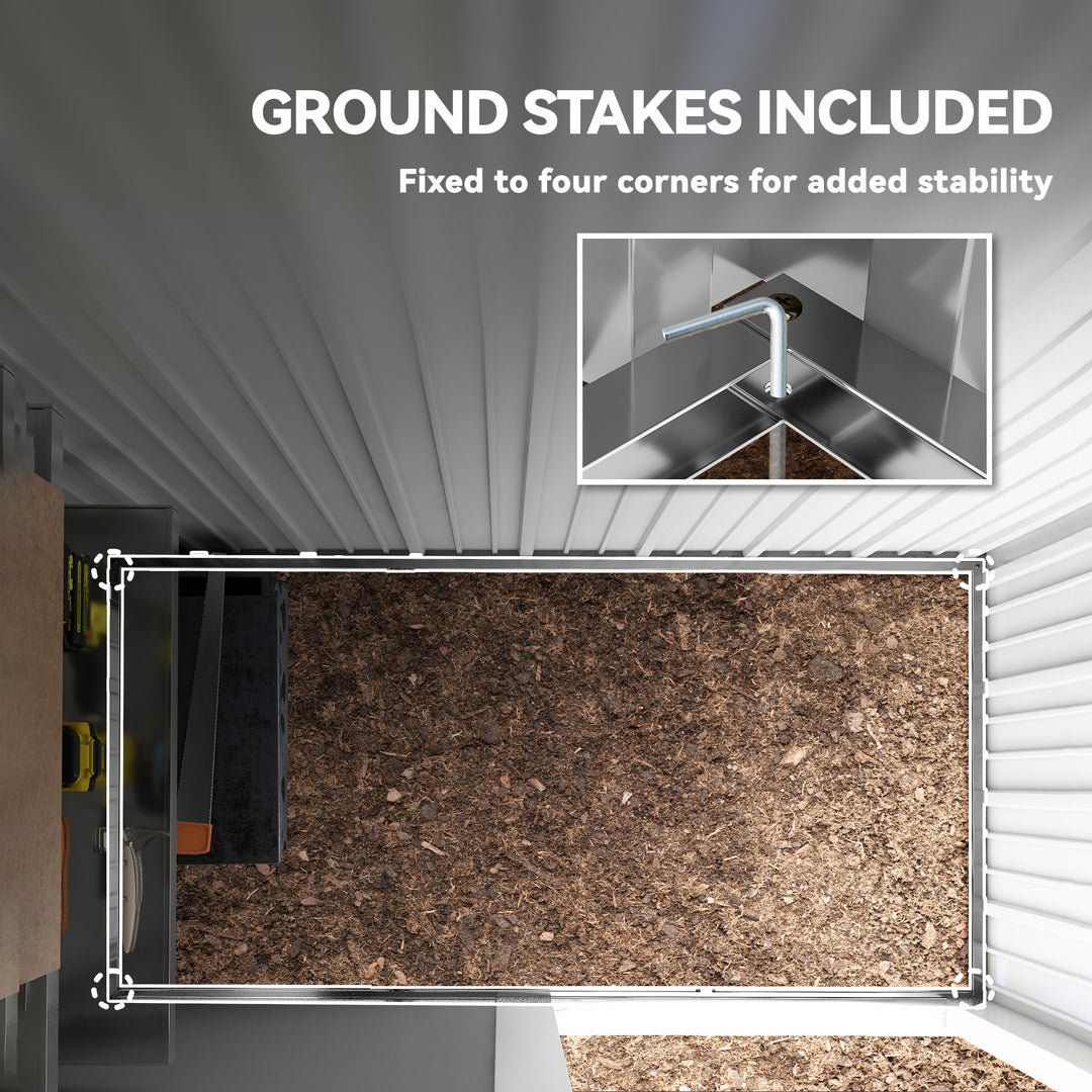 Outsunny Outdoor Storage Shed, Steel Lean-to Shed with Adjustable Shelf, Lock, Gloves, 5'x3'x6', Green