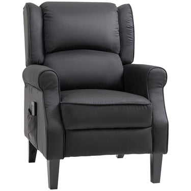 HOMCOM Massage Recliner Chair for Living Room, Push Back Recliner Sofa, Suede Wingback Reclining Chair with Extendable Footrest, Wood Legs, Remote Control, Side Pockets, Black