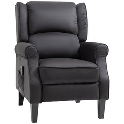 HOMCOM Massage Recliner Chair for Living Room, Push Back Recliner Sofa, Suede Wingback Reclining Chair with Extendable Footrest, Wood Legs, Remote Control, Side Pockets, Black