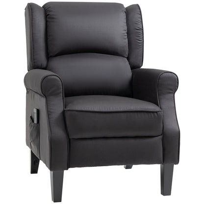 HOMCOM Massage Recliner Chair for Living Room, Push Back Recliner Sofa, Suede Wingback Reclining Chair with Extendable Footrest, Wood Legs, Remote Control, Side Pockets, Black