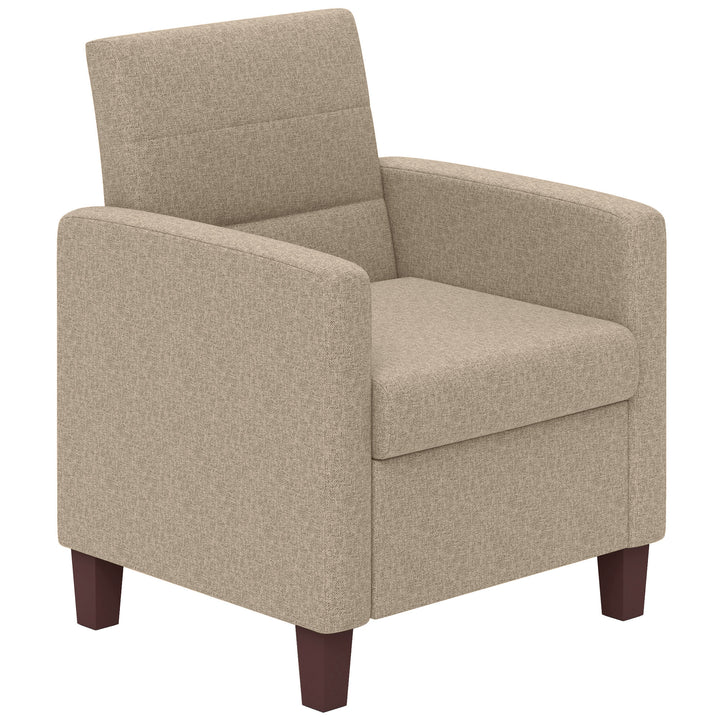 HOMCOM Fabric Accent Chair, Modern Armchair with Seat Cushion and Non-Slip Pads for Living Room, Bedroom, Light Brown