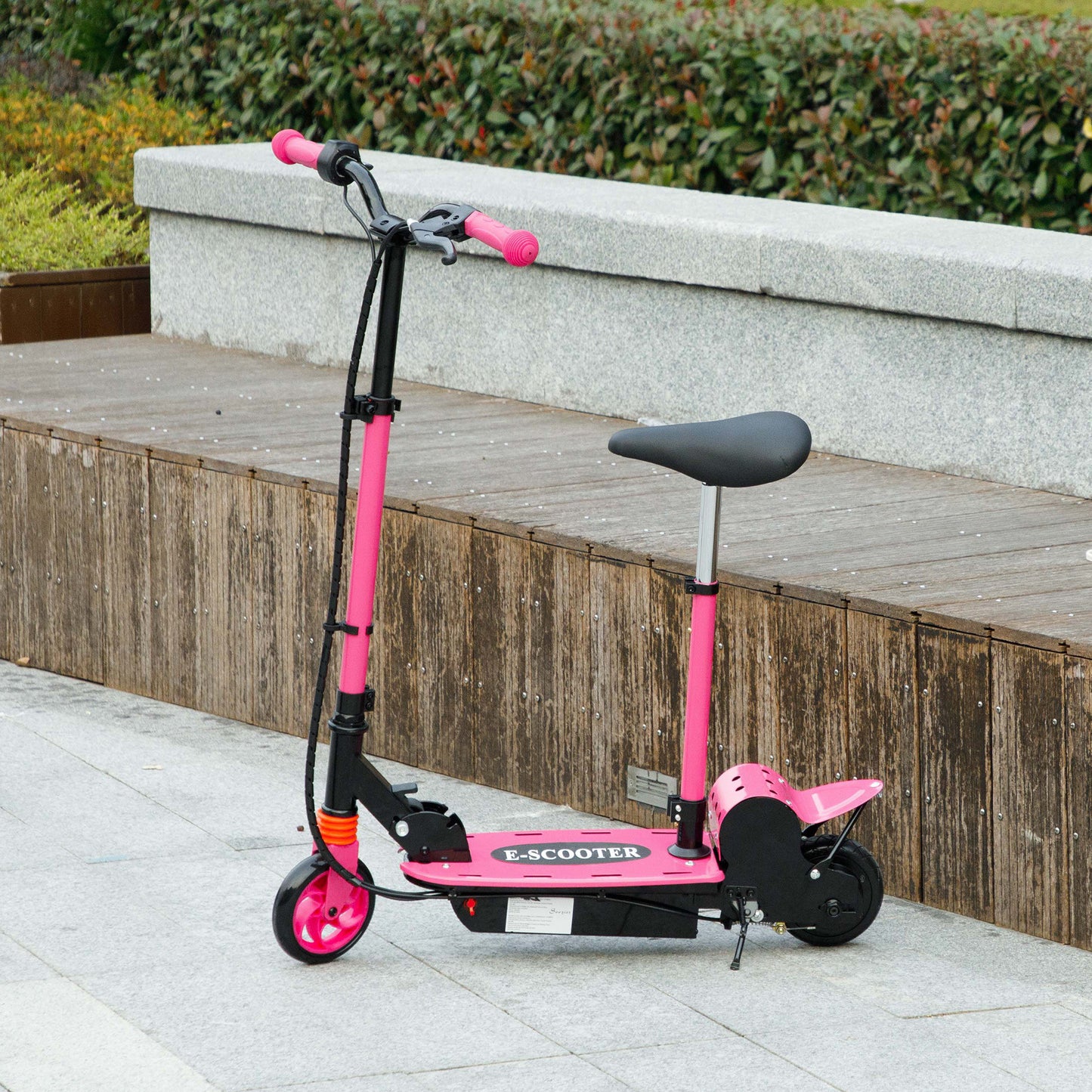Soozier Foldable Electric Scooter for Kids Ages 6-14, with Seat and 2 Adjustable Heights, Max 6km Range & 12km/h, Orange