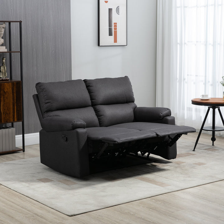 HOMCOM 2 Seater Reclining Chair, Loveseat Recliner Sofa with Footrest and Split Backrest, Dark Grey