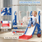 Qaba 8 in 1 Slide and Swing Set, Baby Swing Set with Basketball Hoop, Climber, Steering Wheel, for Aged 1-3 Years, Yellow