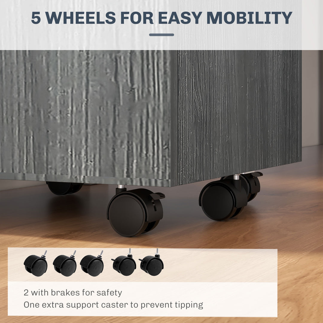 Vinsetto 2 Drawer Filing Cabinet with Lock, Vertical File Cabinet with Wheels, Mobile Office Cabinet for A4, Letter Size, White