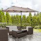 Outsunny 15ft Double-sided Patio Umbrella with Twin Canopy, Extra Large Outdoor Parasol with Crank for Pool, Deck, Market, Blue