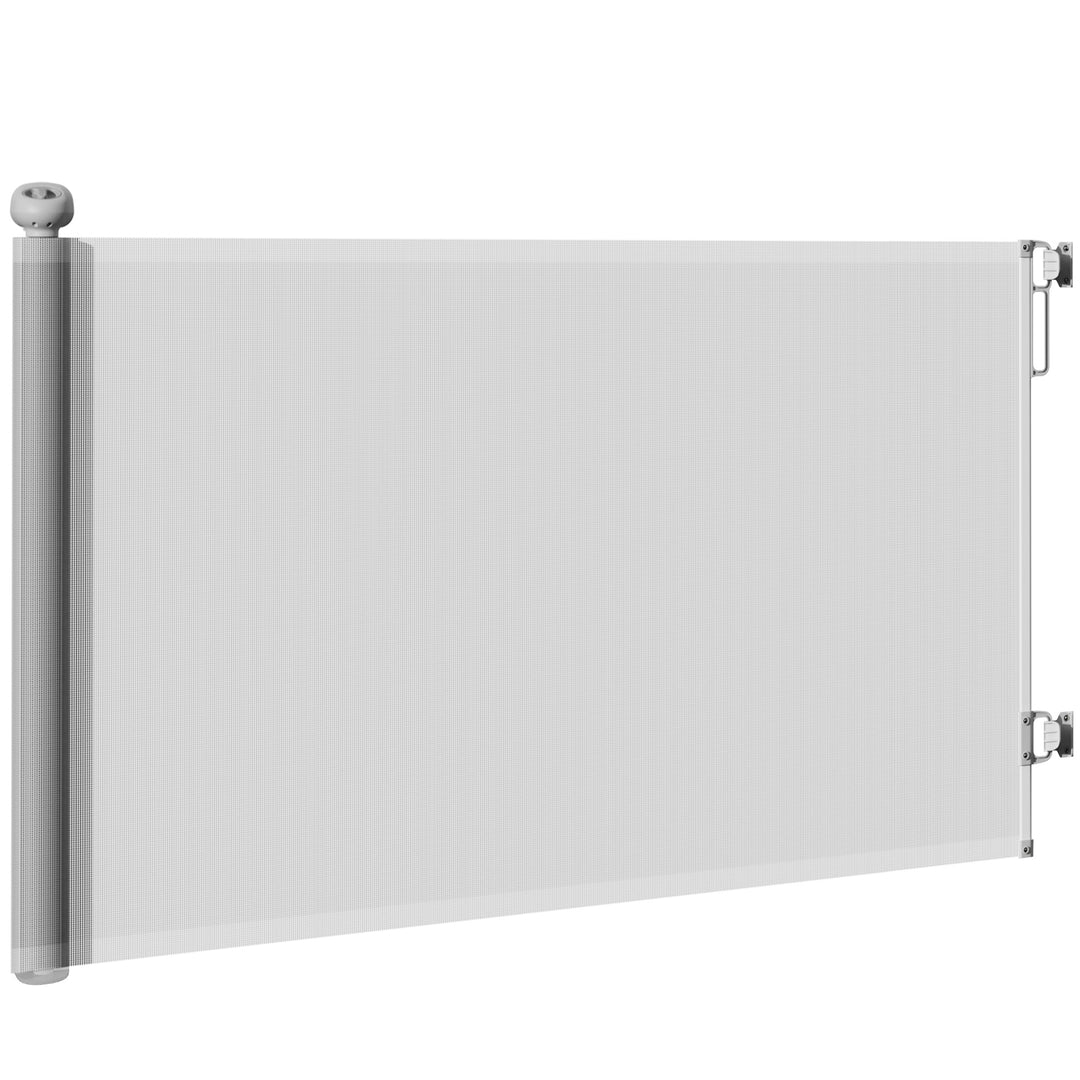 PawHut Retractable Dog Gate Extends Up to 55" Wide, 34" Tall, for Stairs, Doorways, Hallways, Indoor and Outdoor, Grey