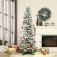 HOMCOM 6ft Flocked Christmas Tree, Pencil Artificial Christmas Tree with Realistic Branches, Pink