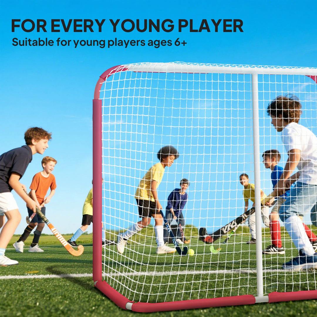 Soozier Hockey Net, Easy Set Up Hockey Goal with Steel Frame, PE Mesh, Outdoor Hockey Training Equipment for Garden, Backyard