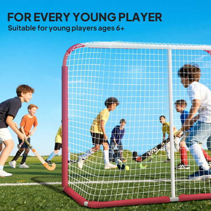 Soozier Hockey Net, Easy Set Up Hockey Goal with Steel Frame, PE Mesh, Outdoor Hockey Training Equipment for Garden, Backyard