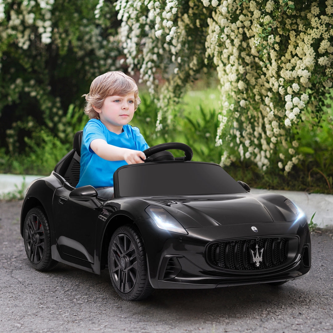 Qaba 12V Maserati Gran Turismo Licensed Kids Electric Car w/ Remote Control, Soft Start, LED Lights, Music, Horn, MP3, Pink