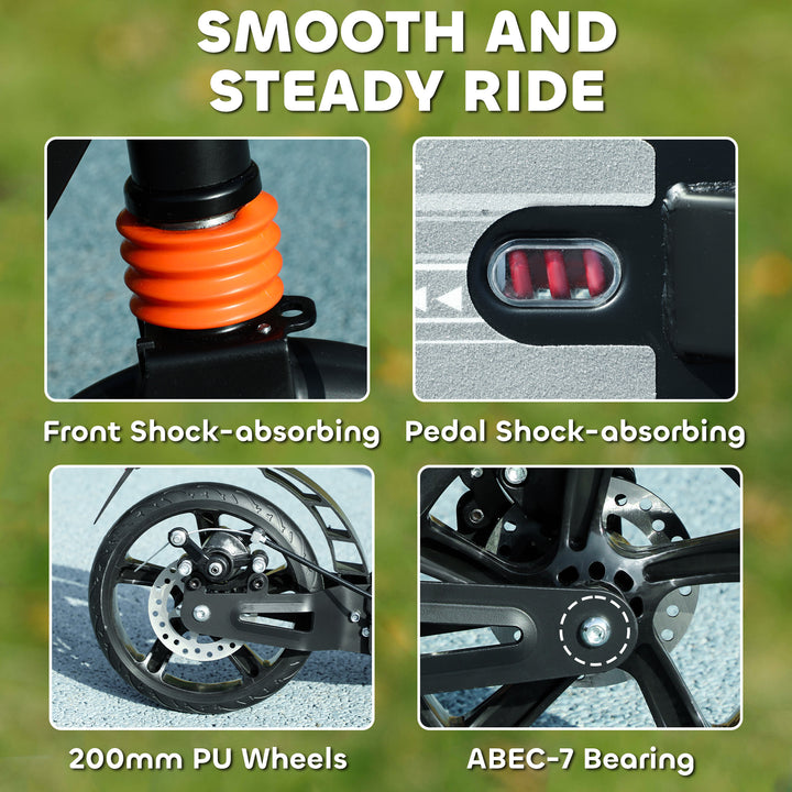 Qaba Foldable Kids Scooter with 4 Adjustable Heights, Double Brakes, and Shock Absorption for Ages 6-12, White