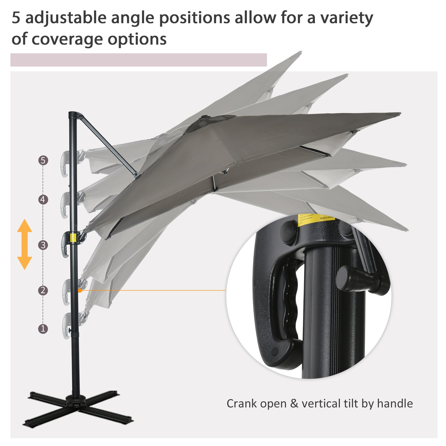Outsunny 8' x 8' Square Patio Hanging Offset Umbrella with 360Â° Rotation, Aluminum Outdoor Cantilever Parasol with Crank & Tilt, Sun Canopy Shelter with Cross Base, Dark Blue