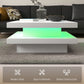 HOMCOM Square Coffee Table with 7 LED Lights and Remote, 2-Tier Modern Center Table for Living Room, White