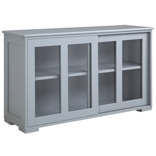 HOMCOM Kitchen Sideboard, Stackable Storage Cabinet, Sliding Glass Door Console, Serving Buffet for Kitchen & Dining Room