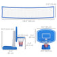 HOMCOM 51"-64" Height Adjustable Basketball System Poolside Hoop Stand Portable with Wheels