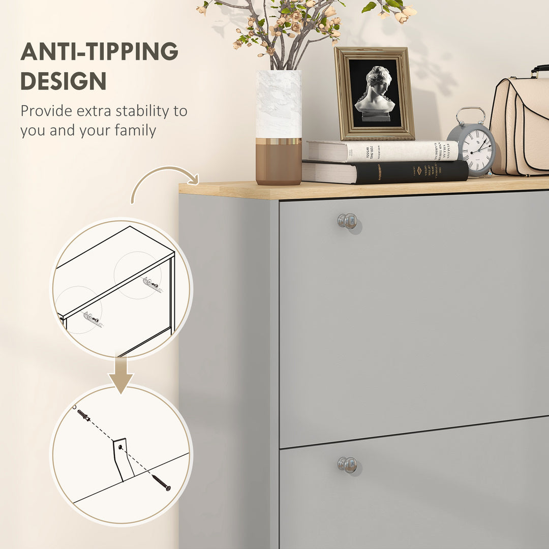 HOMCOM Entryway Shoe Storage Small Modern Flip-Flop Shoe Cabinet with 3 Flip Drawers Adjustable Shelves for 24 Pairs of Shoes, White