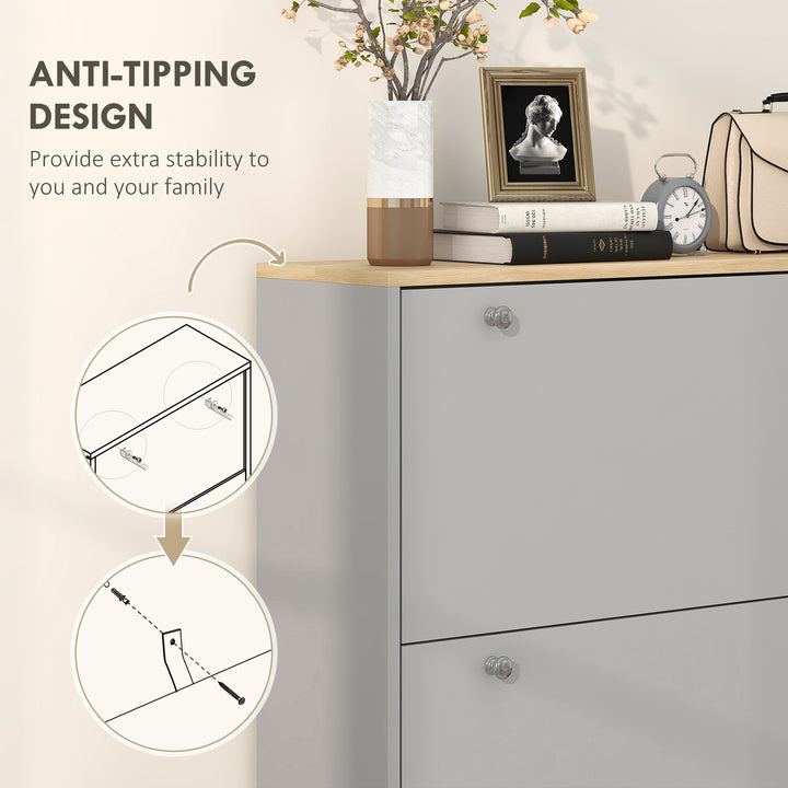 HOMCOM Entryway Shoe Storage Small Modern Flip-Flop Shoe Cabinet with 3 Flip Drawers Adjustable Shelves for 24 Pairs of Shoes, White