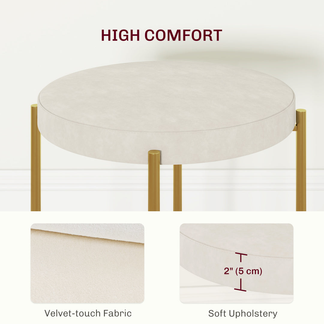 HOMCOM Backless Round Dining Chairs, Modern Stacking Stools Set of 4, Kitchen Chairs with Metal Legs, Black